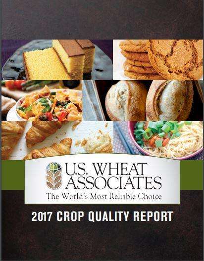An image showing baked goods including cake, cookies, pastries, and bread above the U.S. Wheat Associates logo, with the text 2017 Crop Quality Report below.